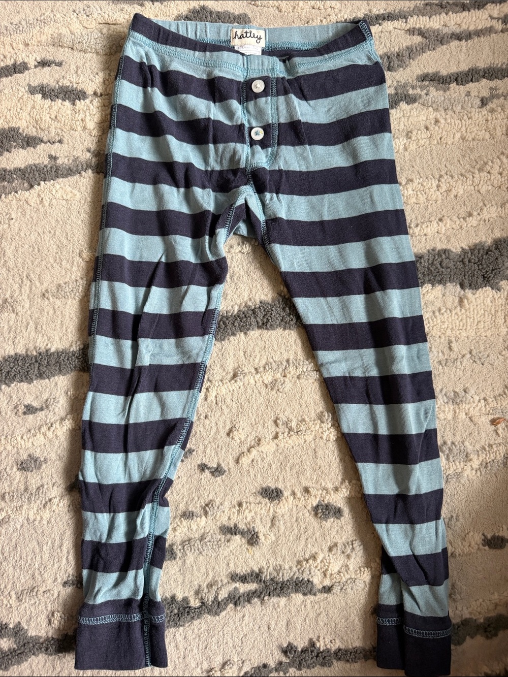 Hatley Navy & Light Blue Striped Kids Pajama Bottoms